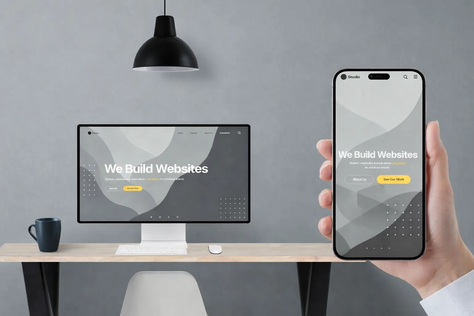 Responsive business website design on multiple devices